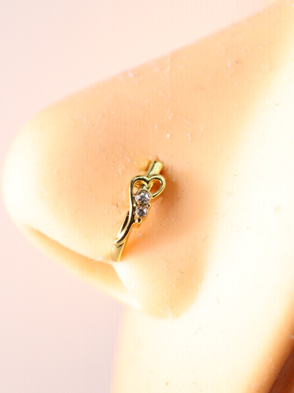 Goldplated Nose Ring with mini crystal gem 20 gauge New